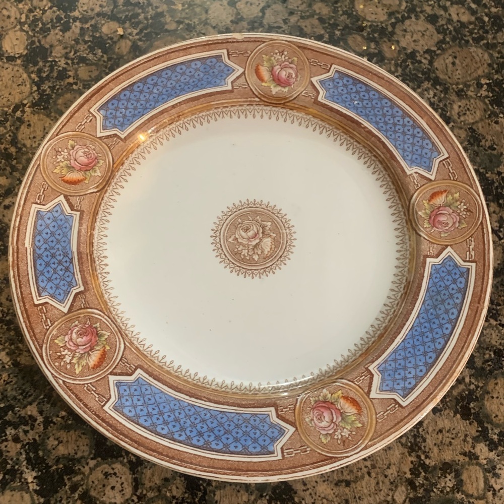 Stafford Blue and Brown Floral Dinner Plate